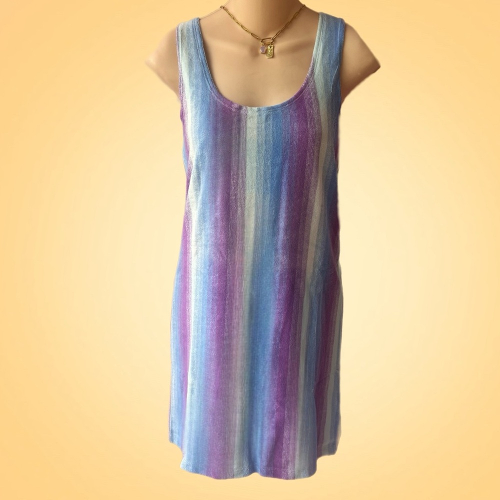 Ecote Purple + Blue Gradient Scoop Neck Dress